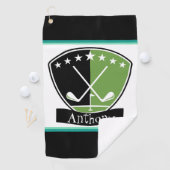 Persoonlijke groene en zwarte   golfhanddoek (Insitu)