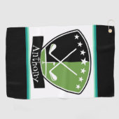 Persoonlijke groene en zwarte   golfhanddoek (Horizontaal)