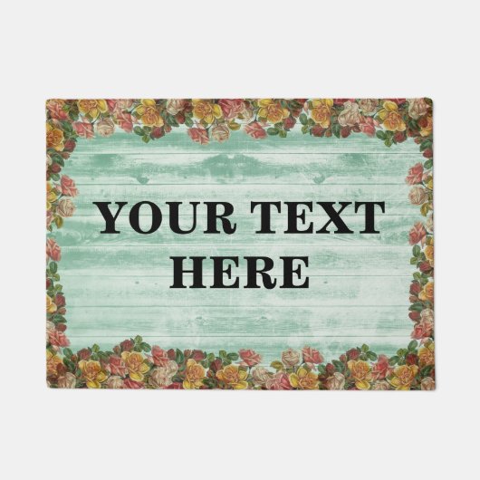 Persoonlijke Groene Floral Bamboo Wood Deurmat (Voorkant)