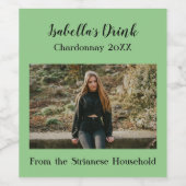 Persoonlijke Groene Foto Land Herfst Wijn Etiket (Enkel label)