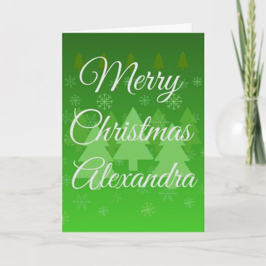 Persoonlijke groene gevouwen kerstkaart feestdagen kaart (Voorkant)