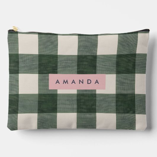 Persoonlijke Groene Gingham Geruite Etui (Voorkant)