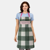 Persoonlijke Groene Gingham Geruite Schort (Gedragen)