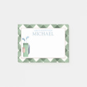 Persoonlijke groene gingham golfkids lunchtrommel  post-it® notes (Voorkant)