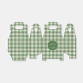 Persoonlijke groene gingham karostof naam kerst bedankdoosjes (Uitgevouwen)
