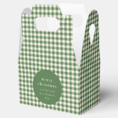 Persoonlijke groene gingham karostof naam kerst bedankdoosjes (Geopend)