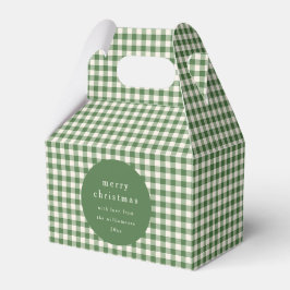 Persoonlijke groene gingham karostof naam kerst bedankdoosjes