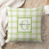 Persoonlijke groene gingham monogram kinderkamer kussen (Deken)