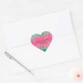 Persoonlijke groene glitterspetters roze bruiloft hart sticker (Envelop)