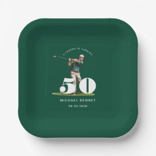 Persoonlijke Groene Golf 50e Verjaardag Papieren Bordje