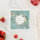 Persoonlijke groene grijze witte bloemen servet (Insitu)