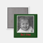 Persoonlijke Groene Groet Aangepaste Foto en Tekst Magneet (Voorkant / Achterkant)