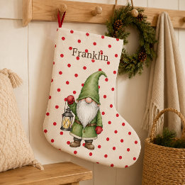 Persoonlijke groene kabouter Noordse kerstsok