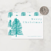 Persoonlijke groene kerstboom Winterbos Notitiekaartje (Voorkant / Achterkant in situ)