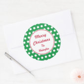 Persoonlijke groene kerststickers ronde sticker (Envelop)