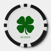 Persoonlijke Groene Klaver Poker Chips (Voorkant)