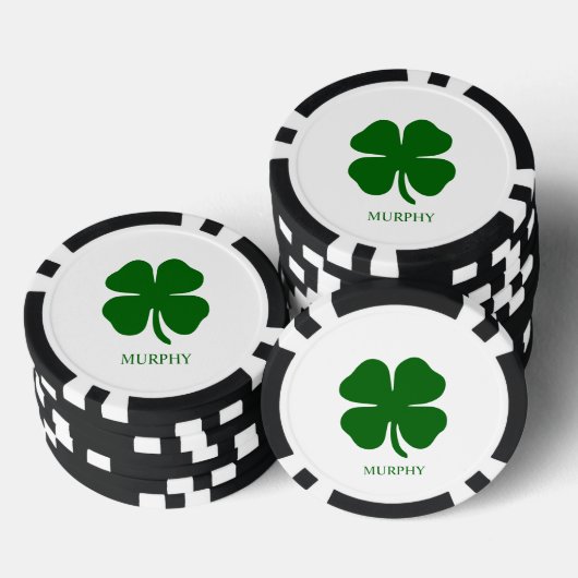 Persoonlijke Groene Klaver Poker Chips (Opstapeling)