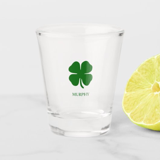 Persoonlijke Groene Klaver Shot Glas (Voorkant)