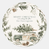 Persoonlijke groene krans Kerststicker Ronde Sticker (Voorkant)