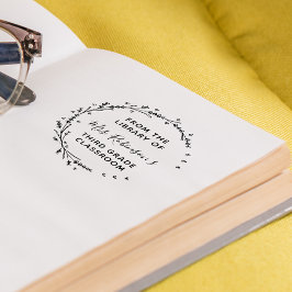 Persoonlijke groene krans met 'Uit de bibliotheek Zelfinktende Stempel