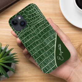 Persoonlijke Groene Krokodil Case-Mate iPhone 14 Hoesje