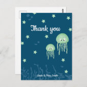 Persoonlijke groene kwal neutraal bedankt briefkaart (Voorkant / Achterkant)