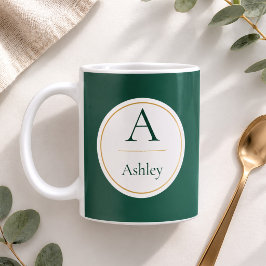 Persoonlijke Groene Monogram Naam Elegant Koffiemok