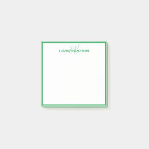 Persoonlijke Groene Monogram Naam Minimalistisch T Post-it® Notes