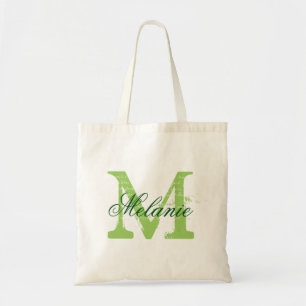 Persoonlijke groene monogram trouwtassen tote bag