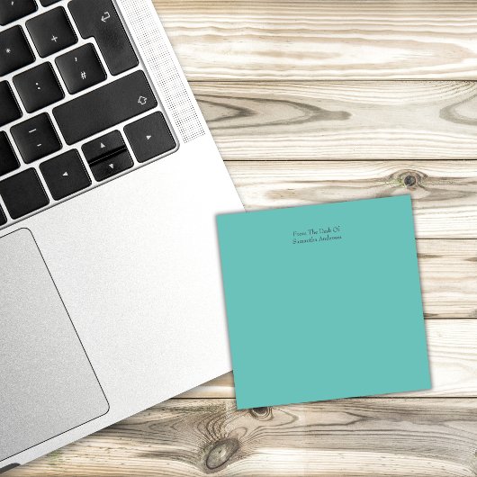 Persoonlijke groene notities in turkoois post-it® notes