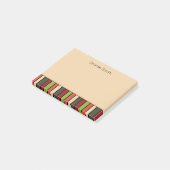 Persoonlijke groene oranje tan retro gestreept post-it® notes (Schuin)