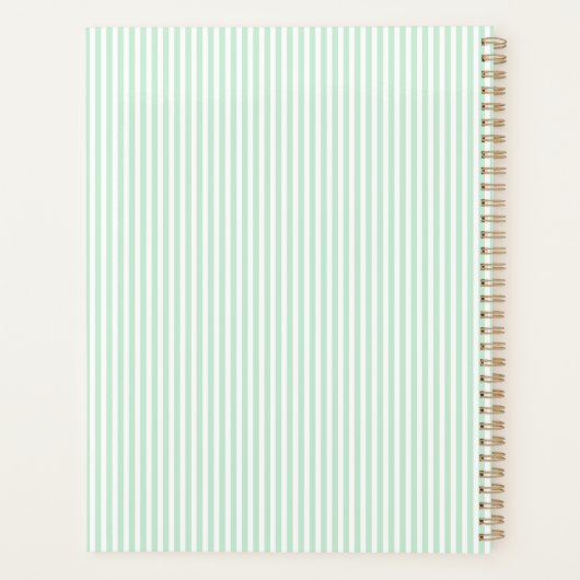 Persoonlijke groene pinstripemonogramplanner planner (Achterkant)