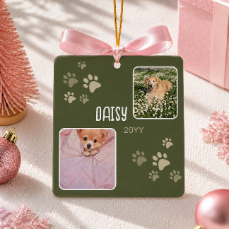 Persoonlijke groene poot foto hond aandenken keramisch ornament