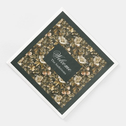 Persoonlijke groene servetten botanische pastel ti (Hoek)