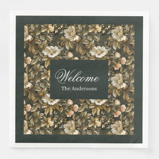 Persoonlijke groene servetten botanische pastel ti (Voorkant)