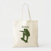 Persoonlijke Groene Skateboarder Grafisch Tote Bag (Voorkant)