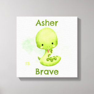 Persoonlijke Groene Slang Kinderen Affirmatie Kame Canvas Afdruk