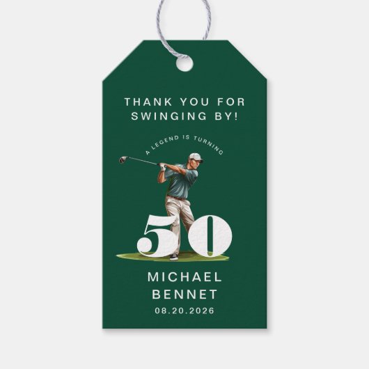 Persoonlijke Groene Sport Golf 50e Verjaardag Cadeaulabel (Voorkant)