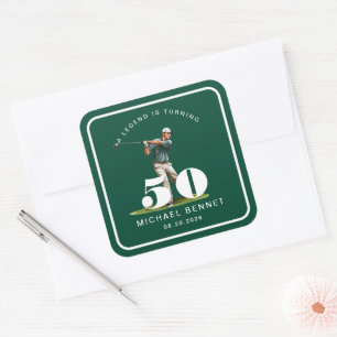 Persoonlijke Groene Sport Golf 50e Verjaardag Vierkante Sticker
