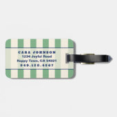 Persoonlijke groene streep monogram aangepaste ini bagagelabel (Achterkant horizontaal)