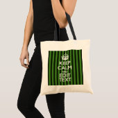 Persoonlijke groene strepen Blijf kalm uw tekst Tote Bag (Voorkant (product))