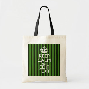 Persoonlijke groene strepen Blijf kalm uw tekst Tote Bag