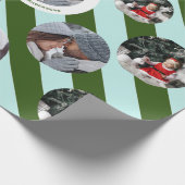 Persoonlijke Groene Stripe Fab Drie Fotoprogramma' Cadeaupapier (Hoek)