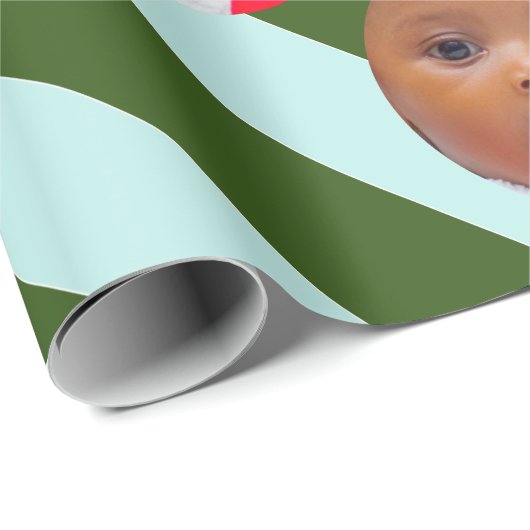 Persoonlijke Groene Stripe Fab Drie Fotoprogramma' Cadeaupapier (Rol Hoek)