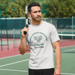 Persoonlijke groene tennisspeler op de middelbare t-shirt