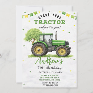 Persoonlijke Groene Tractor Boerderij Verjaardag Kaart