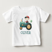 Persoonlijke groene tractor t-shirt voor jongens (Voorkant)