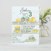 Persoonlijke groene tractor-thema uitnodigingen (Staand voorkant)