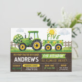 Persoonlijke Groene Tractor Verjaardag Kaart (Staand voorkant)