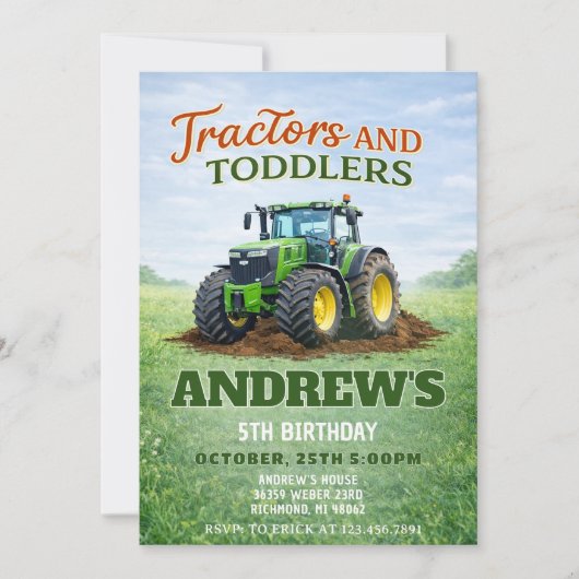 Persoonlijke Groene Tractor Verjaardag Kaart (Voorkant)